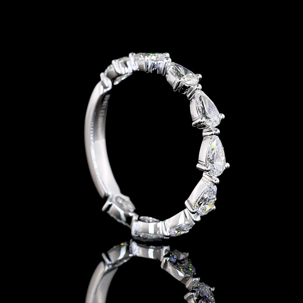 18K White Gold 3/4 Eternity Band with East-West Pear Cut Lab Diamonds - 1.20 Carats Total Diamond Weight, E-F Color VS1 Clarity - Covaloro Fine Jewelry