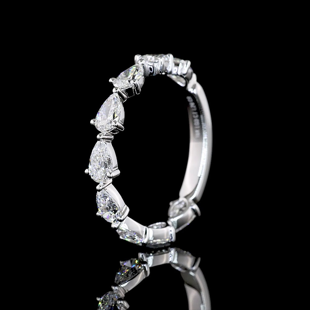 18K White Gold 3/4 Eternity Band with East-West Pear Cut Lab Diamonds - 1.20 Carats Total Diamond Weight, E-F Color VS1 Clarity - Covaloro Fine Jewelry