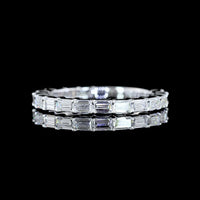 18K White Gold 3/4 Eternity Band with East-West Prong Set Baguette Lab Diamonds - 0.96 Carat Total Weight, E-F Color, VS Clarity - Covaloro Fine Jewelry