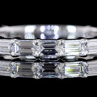 18K White Gold 3/4 Eternity Band with East-West Prong Set Baguette Lab Diamonds - 0.96 Carat Total Weight, E-F Color, VS Clarity - Covaloro Fine Jewelry