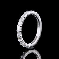 18K White Gold 3/4 Eternity Band with East-West Prong Set Baguette Lab Diamonds - 0.96 Carat Total Weight, E-F Color, VS Clarity - Covaloro Fine Jewelry