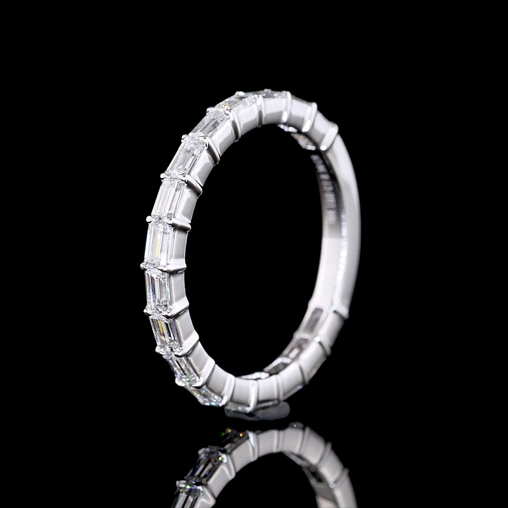 18K White Gold 3/4 Eternity Band with East-West Prong Set Baguette Lab Diamonds - 0.96 Carat Total Weight, E-F Color, VS Clarity - Covaloro Fine Jewelry