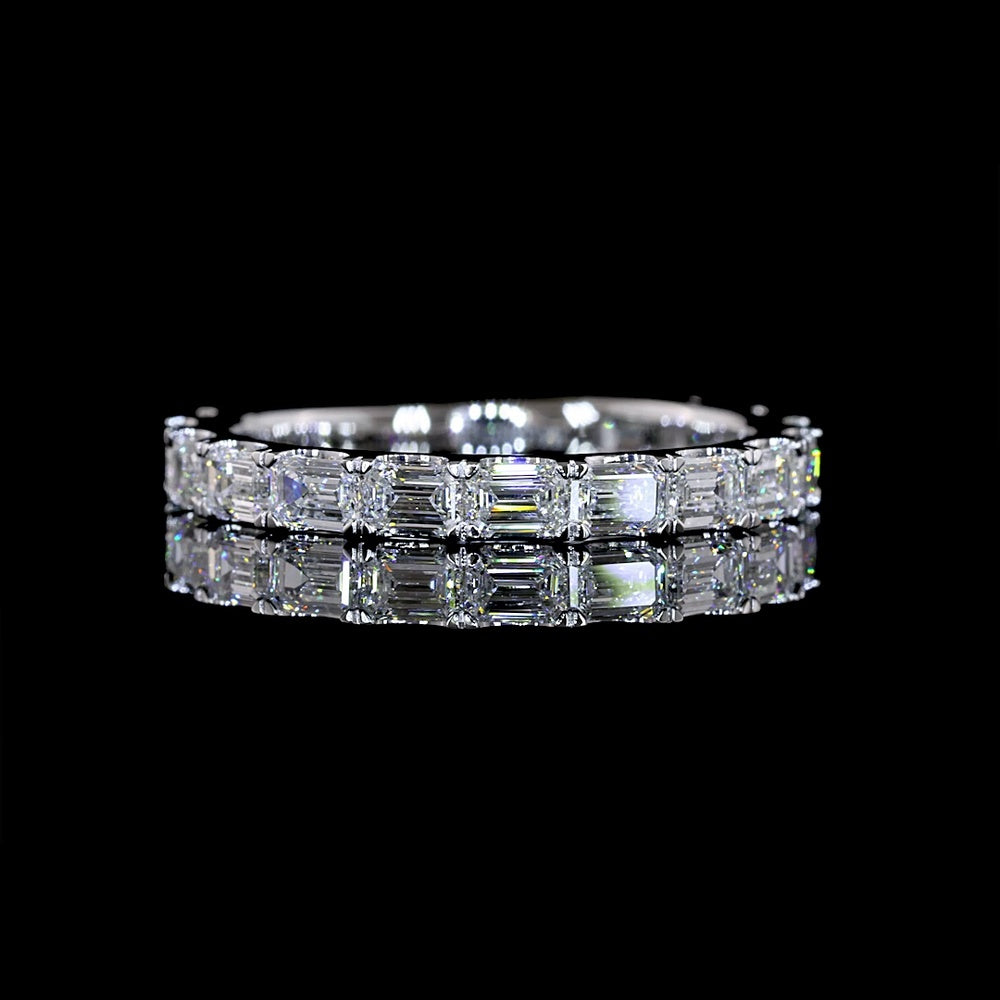18K White Gold 3/4 Eternity Band with East-West Set Emerald Cut Lab Diamonds - 1.39 Carats Total Diamond Weight - Covaloro Fine Jewelry