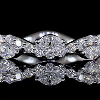 18K White Gold 3/4 Eternity Band with East-West Set Marquise and Brilliant Cut Lab Diamonds - 0.63 Carats Total Diamond Weight - Covaloro Fine Jewelry