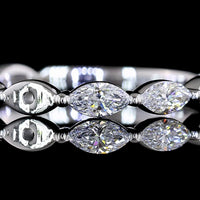 18K White Gold 3/4 Eternity Band with East-West Set Marquise Lab Diamonds - 0.70 Carats Total Diamond Weight - Covaloro Fine Jewelry