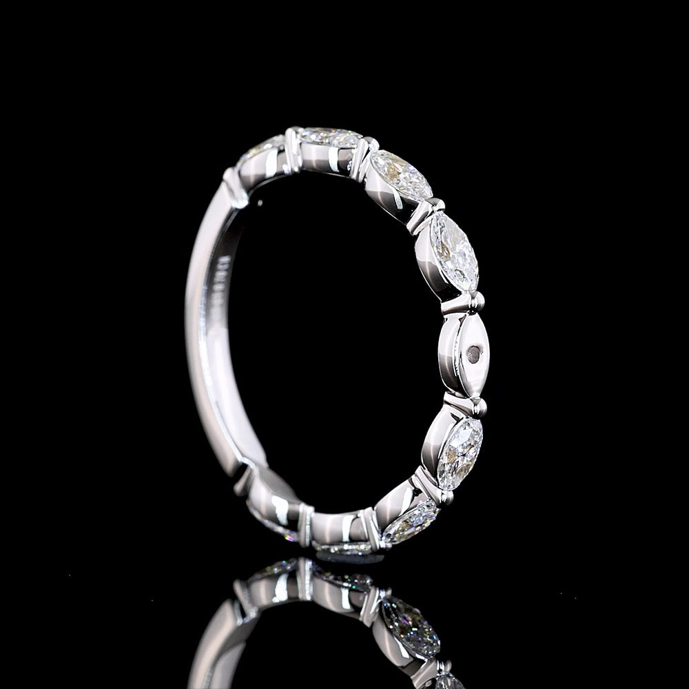 18K White Gold 3/4 Eternity Band with East-West Set Marquise Lab Diamonds - 0.70 Carats Total Diamond Weight - Covaloro Fine Jewelry