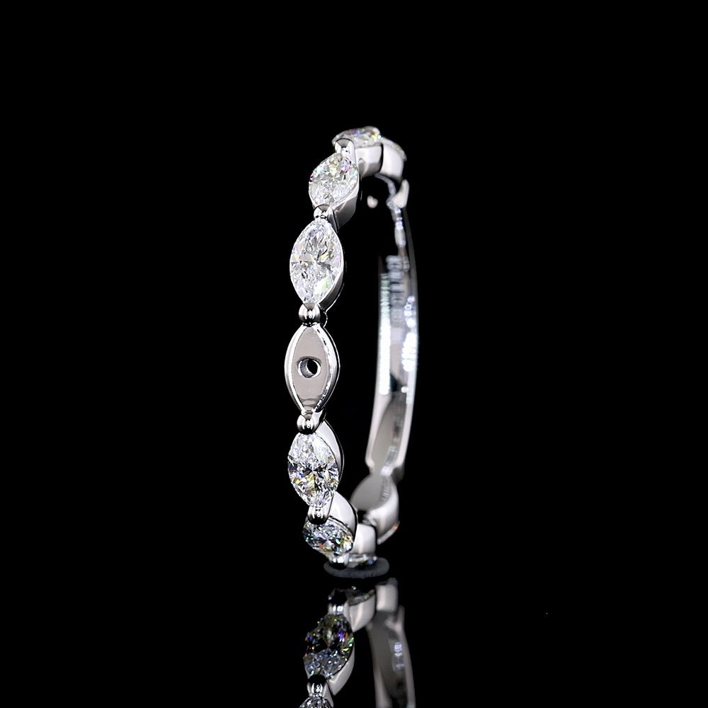 18K White Gold 3/4 Eternity Band with East-West Set Marquise Lab Diamonds - 0.70 Carats Total Diamond Weight - Covaloro Fine Jewelry