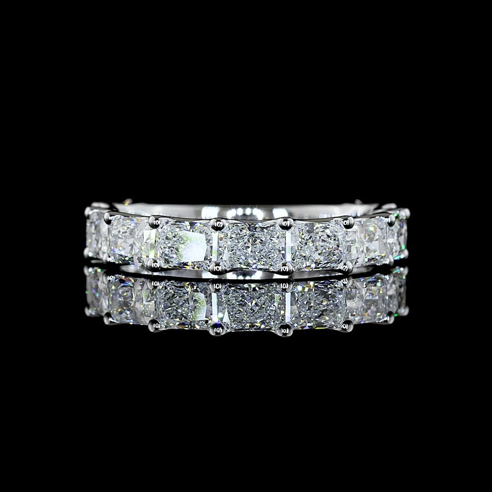 18K White Gold 3/4 Eternity Band with East-West Set Radiant Cut Lab Diamonds - 2.38 Carat Total Weight - Covaloro Fine Jewelry