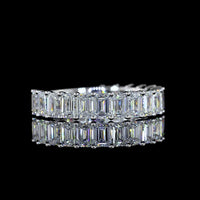 18K White Gold 3/4 Eternity Band with North-South Emerald Cut Lab Diamonds - 3.61 Carat Total Weight, E-F Color, VS Clarity - Covaloro Fine Jewelry