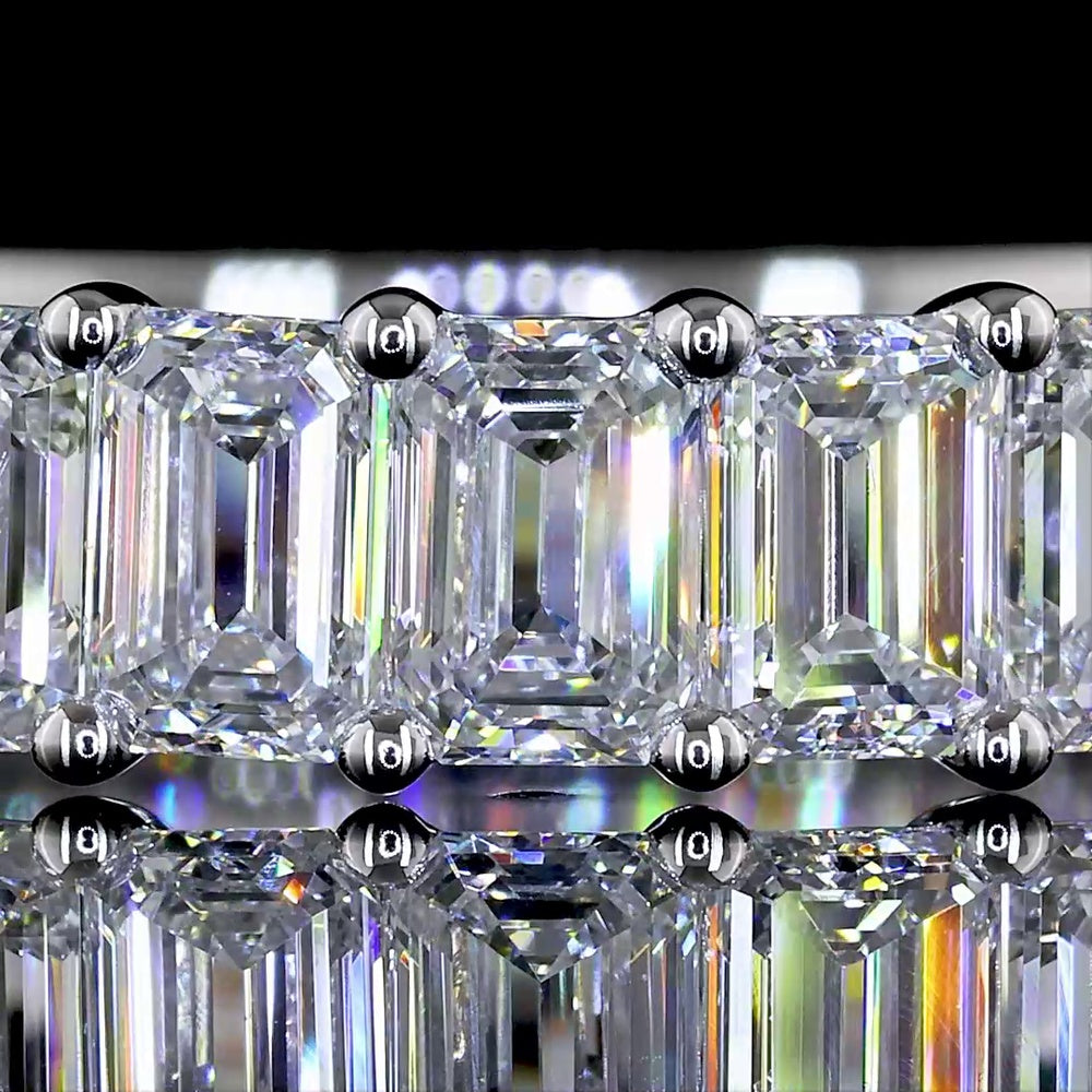 18K White Gold 3/4 Eternity Band with North-South Emerald Cut Lab Diamonds - 3.61 Carat Total Weight, E-F Color, VS Clarity - Covaloro Fine Jewelry