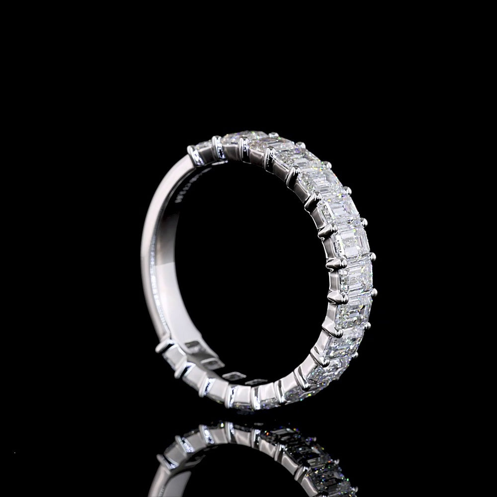 18K White Gold 3/4 Eternity Band with North-South Emerald Cut Lab Diamonds - 3.61 Carat Total Weight, E-F Color, VS Clarity - Covaloro Fine Jewelry
