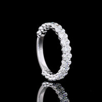 18K White Gold 3/4 Eternity Band with North-South Prong Set Oval Lab Diamonds - 1.94 Carats Total Diamond Weight - Covaloro Fine Jewelry