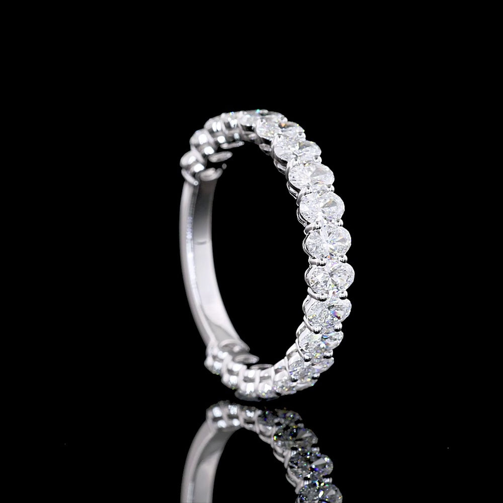 18K White Gold 3/4 Eternity Band with North-South Prong Set Oval Lab Diamonds - 1.94 Carats Total Diamond Weight - Covaloro Fine Jewelry