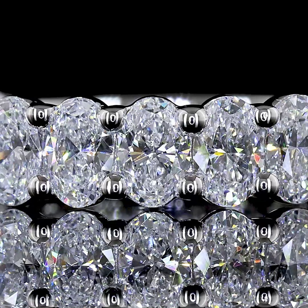18K White Gold 3/4 Eternity Band with Prong Set Oval Cut Lab Diamonds - 1.80 Carats Total Diamond Weight, E-F Color, VS1 Clarity - Covaloro Fine Jewelry