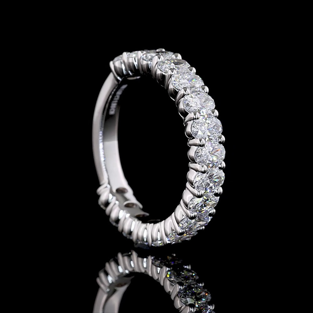 18K White Gold 3/4 Eternity Band with Prong Set Oval Cut Lab Diamonds - 1.80 Carats Total Diamond Weight, E-F Color, VS1 Clarity - Covaloro Fine Jewelry