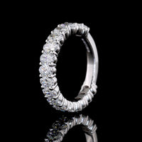 18K White Gold 3/4 Eternity Band with Prong Set Oval Cut Lab Diamonds - 1.80 Carats Total Diamond Weight, E-F Color, VS1 Clarity - Covaloro Fine Jewelry
