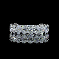 18K White Gold 3/4 Eternity Band with Prong Set Oval Cut Lab Diamonds - 3.24 Carats Total Diamond Weight - Covaloro Fine Jewelry