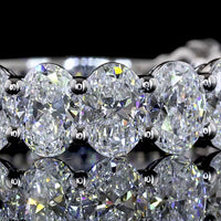 18K White Gold 3/4 Eternity Band with Prong Set Oval Cut Lab Diamonds - 3.24 Carats Total Diamond Weight - Covaloro Fine Jewelry