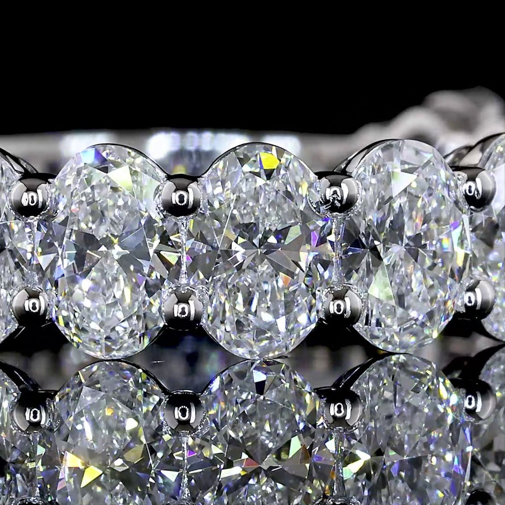 18K White Gold 3/4 Eternity Band with Prong Set Oval Cut Lab Diamonds - 3.24 Carats Total Diamond Weight - Covaloro Fine Jewelry
