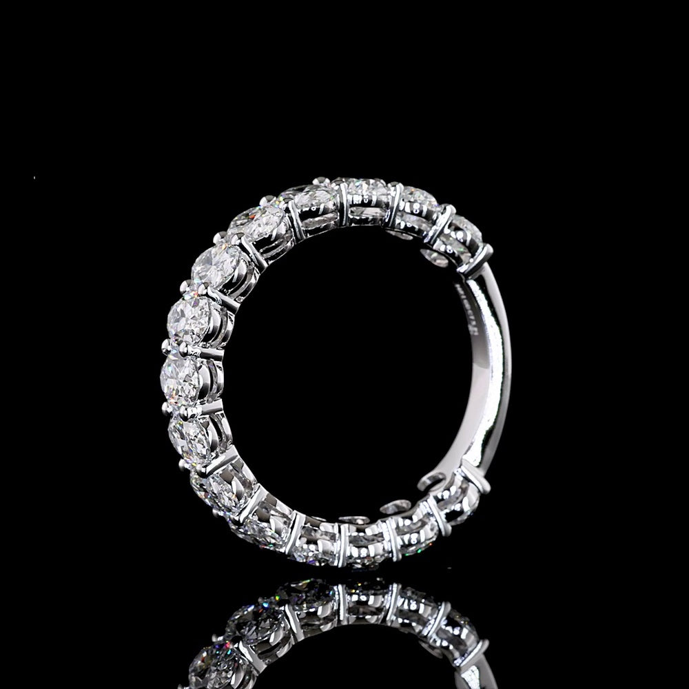 18K White Gold 3/4 Eternity Band with Prong Set Oval Cut Lab Diamonds - 3.24 Carats Total Diamond Weight - Covaloro Fine Jewelry