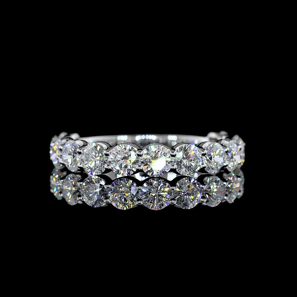 18K White Gold 3/4 Eternity Band with U-Prong Set Round Brilliant Cut Lab Diamonds - 1.89 Carat Total Weight, E-F Color, VS Clarity - Covaloro Fine Jewelry