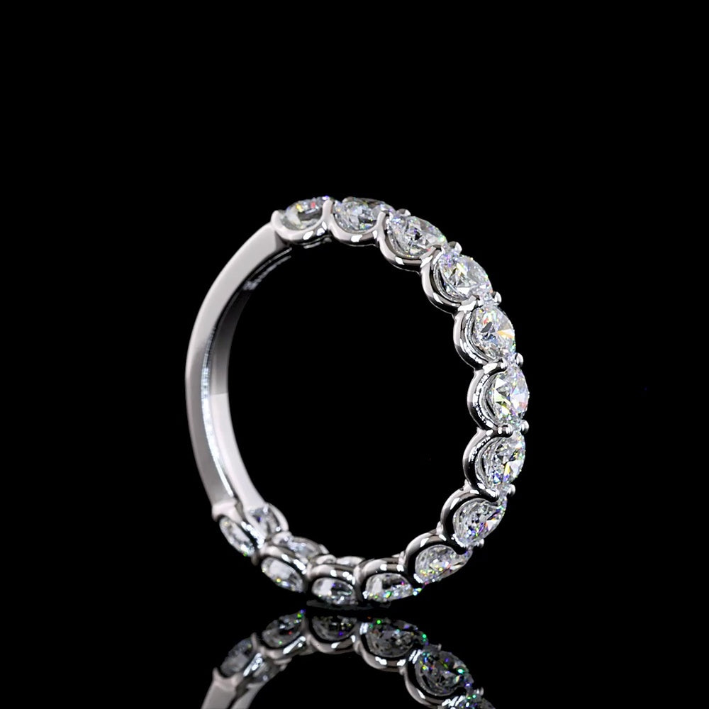 18K White Gold 3/4 Eternity Band with U-Prong Set Round Brilliant Cut Lab Diamonds - 1.89 Carat Total Weight, E-F Color, VS Clarity - Covaloro Fine Jewelry