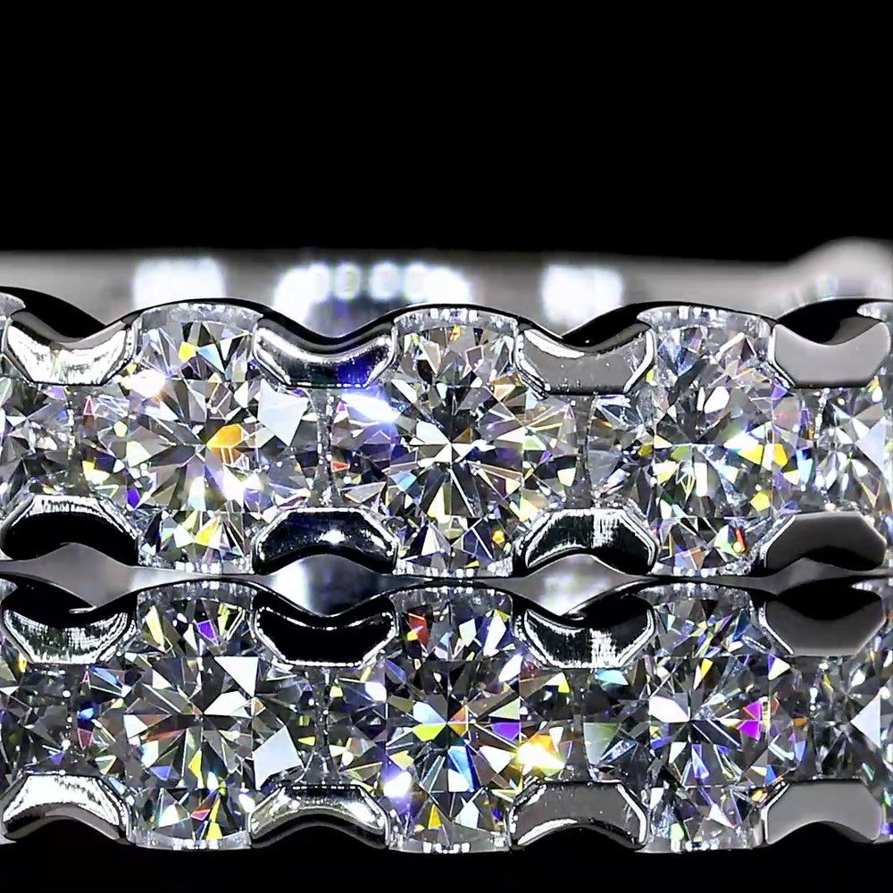 18K White Gold 3/4 Eternity Band with U-Prong Set Round Lab Diamonds - 1.43 Carats Total Diamond Weight - Covaloro Fine Jewelry