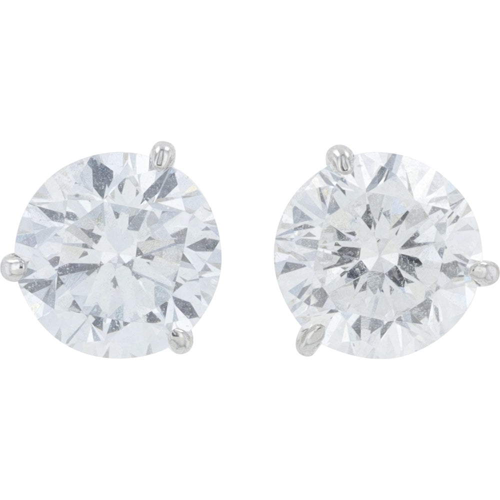 18K White Gold 3-Prong Round Lab Grown Diamond Stud Earrings - 1.00 Carat Total Diamond Weight