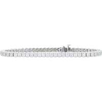 18K White Gold 4.27 Carat Diamond Tennis Bracelet with Prong Setting - 7"