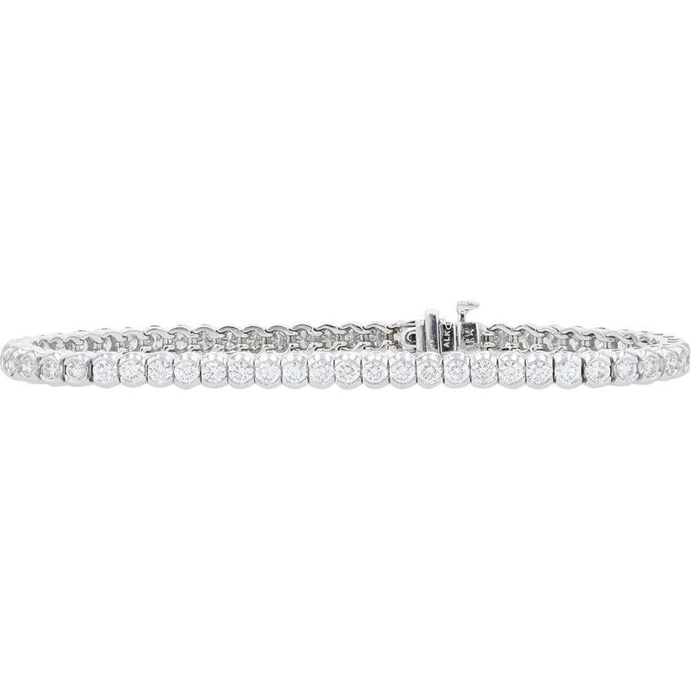 18K White Gold 4.27 Carat Diamond Tennis Bracelet with Prong Setting - 7"