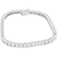 18K White Gold 4.27 Carat Diamond Tennis Bracelet with Prong Setting - 7"