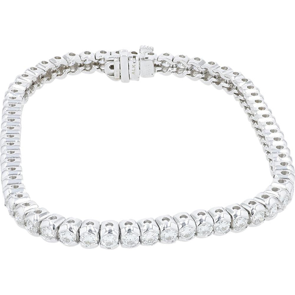 18K White Gold 4.27 Carat Diamond Tennis Bracelet with Prong Setting - 7"