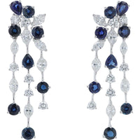 18K White Gold 4.42 Carat Sapphire and 2.84 Carat Diamond Drop Earrings