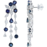 18K White Gold 4.42 Carat Sapphire and 2.84 Carat Diamond Drop Earrings