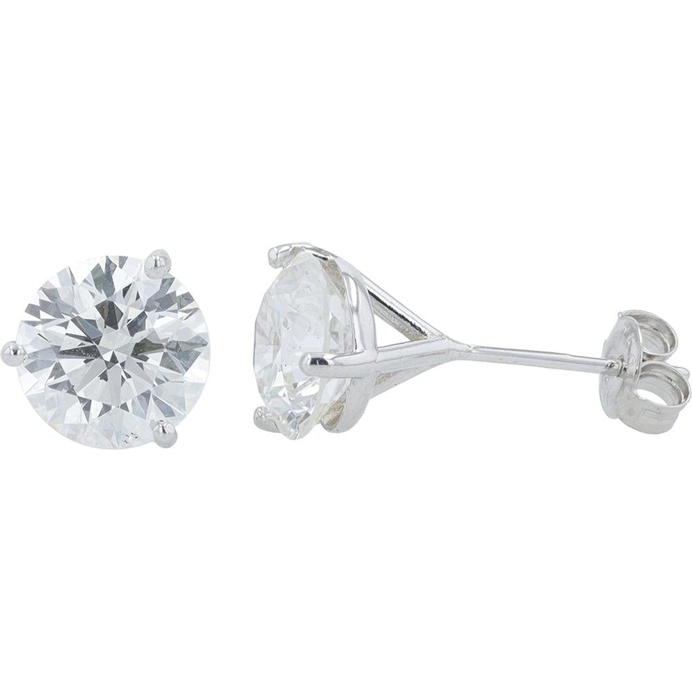 18K White Gold 4 Carat Total Weight Lab Grown Diamond Martini Set Stud Earrings