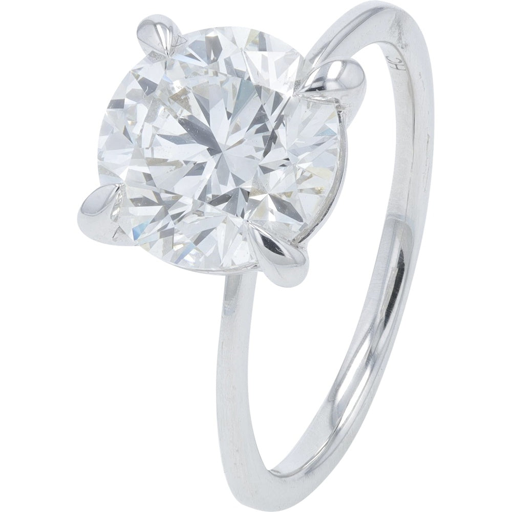 18K White Gold 4-Prong Solitaire Engagement Ring with Lab-Grown Diamond - 3.00 Carat Total Diamond Weight