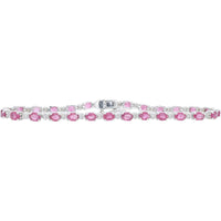 18K White Gold 5.64 Carat Total Ruby and 0.30 Carat Diamond Tennis Bracelet - 7.25"