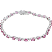 18K White Gold 5.64 Carat Total Ruby and 0.30 Carat Diamond Tennis Bracelet - 7.25"