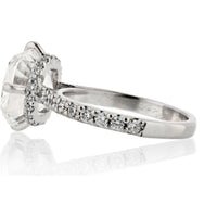 18K White Gold 5 Carat Cushion Cut Diamond Engagement Ring with Hidden Halo and Eagle Claw Prongs - E/VS1 GIA Certified