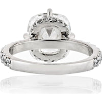 18K White Gold 5 Carat Cushion Cut Diamond Engagement Ring with Hidden Halo and Eagle Claw Prongs - E/VS1 GIA Certified