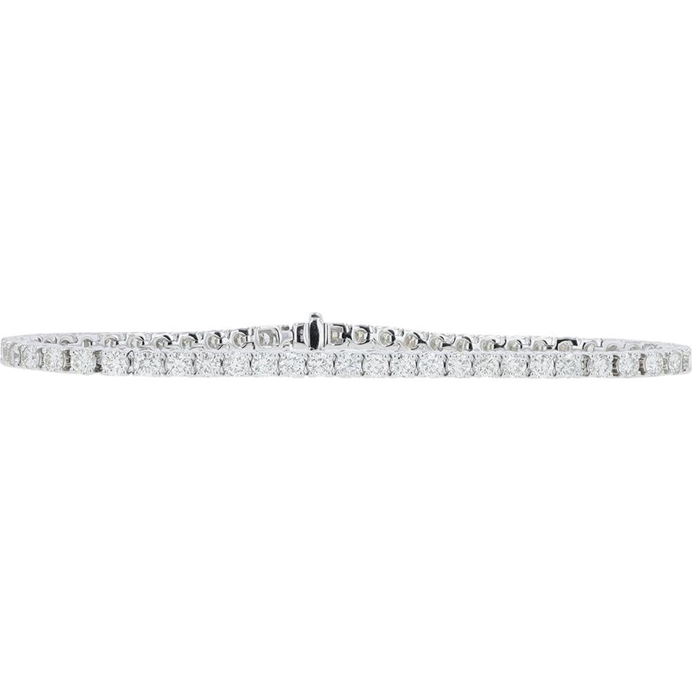 18K White Gold 5 Carat Total Weight Diamond Tennis Bracelet - Prong Set Round Diamonds