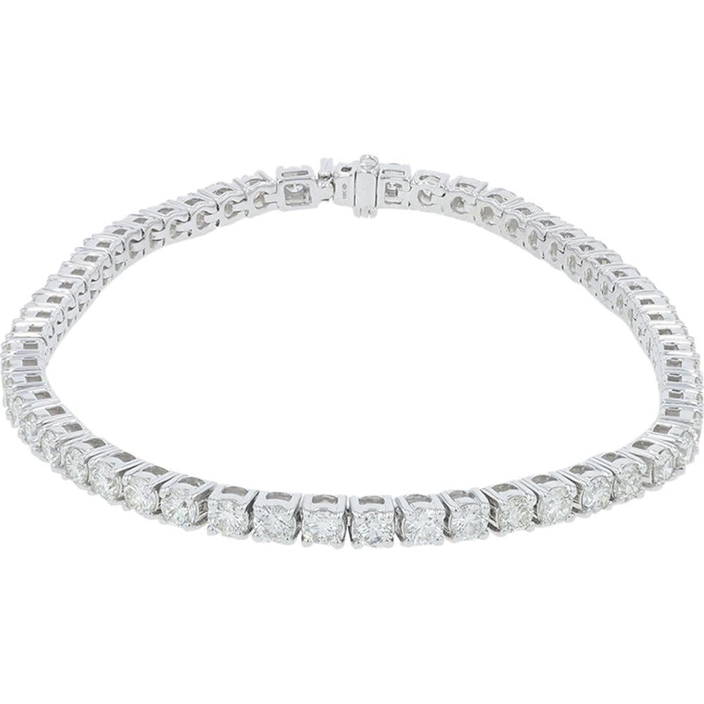 18K White Gold 5 Carat Total Weight Diamond Tennis Bracelet - Prong Set Round Diamonds