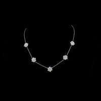18K White Gold 5-Station Necklace with Round Brilliant Lab Diamonds - 4.91 Carat Total Weight, E-F Color, VS1 Clarity - Covaloro Fine Jewelry