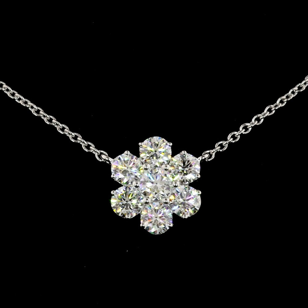 18K White Gold 5-Station Necklace with Round Brilliant Lab Diamonds - 4.91 Carat Total Weight, E-F Color, VS1 Clarity - Covaloro Fine Jewelry
