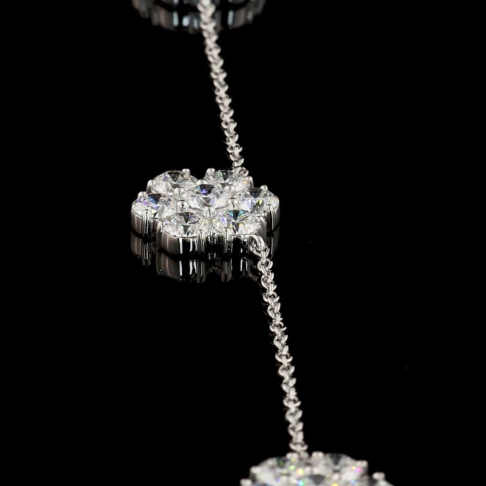 18K White Gold 5-Station Necklace with Round Brilliant Lab Diamonds - 4.91 Carat Total Weight, E-F Color, VS1 Clarity - Covaloro Fine Jewelry