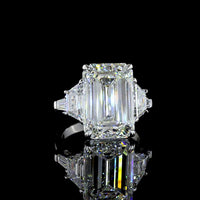 18K White Gold 5-Stone Emerald Cut Lab Diamond Ring with Trapezoid Side Stones - 8.80 Carats Total Diamond Weight - Covaloro Fine Jewelry