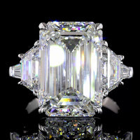 18K White Gold 5-Stone Emerald Cut Lab Diamond Ring with Trapezoid Side Stones - 8.80 Carats Total Diamond Weight - Covaloro Fine Jewelry