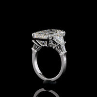 18K White Gold 5-Stone Emerald Cut Lab Diamond Ring with Trapezoid Side Stones - 8.80 Carats Total Diamond Weight - Covaloro Fine Jewelry