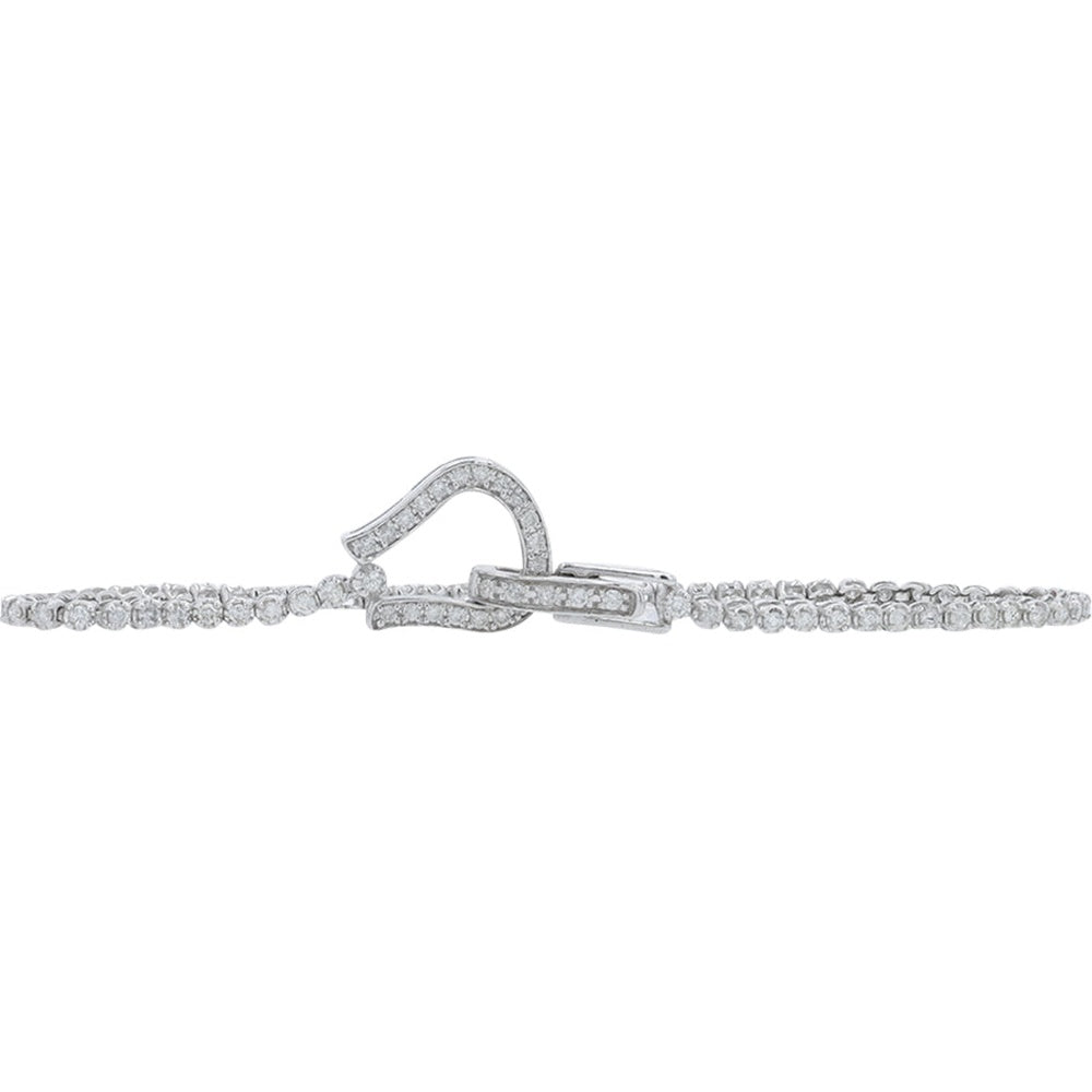 18K White Gold 6.5-Inch Tennis Bracelet with Prong-Set Round Diamonds - 1.00 Carat Total Diamond Weight
