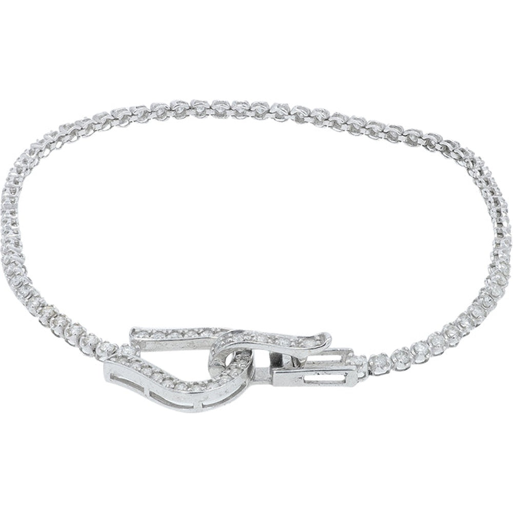 18K White Gold 6.5-Inch Tennis Bracelet with Prong-Set Round Diamonds - 1.00 Carat Total Diamond Weight
